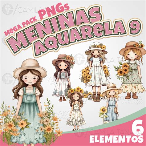 Kit Digital Menina Aquarela 9 Pague 1 Leve 3 Elo7