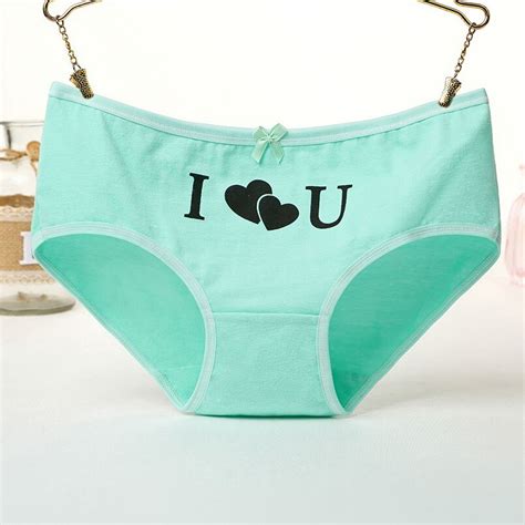 Girls Cute Panties Printed Bow Love Heart Cotton Briefs Underpants Low Rise Short Panty Women