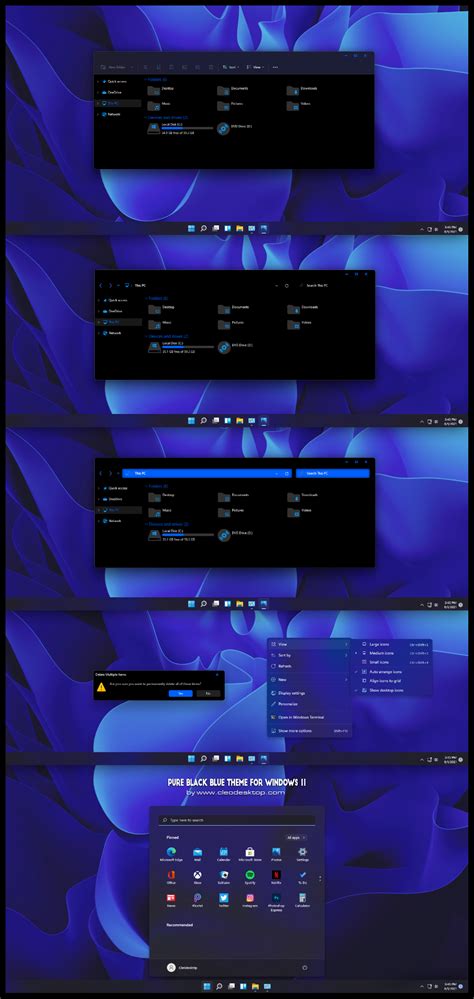 Pure Black Blue Theme For Windows 11 By Cleodesktop On Deviantart
