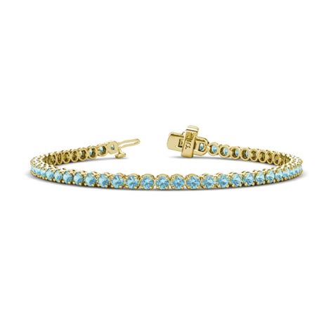 Aquamarine Womens Eternity Tennis Bracelet 3 45 Ctw 14K Yellow Gold