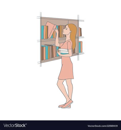 Girl In Library Woman Royalty Free Vector Image