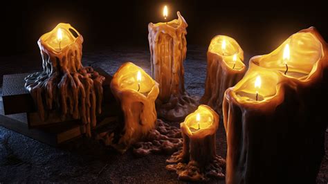 Melted Candles 3d Model Cgtrader