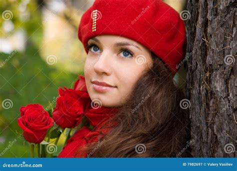 Romantic Girl With Roses Stock Image Image Of Adult Cute 7982697