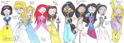 Disney Princess Timelinetim Burton Style By Luciekj On Deviantart