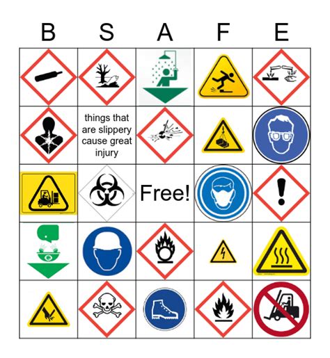 Safety Pictograms Know Your Hazards Bingo Card