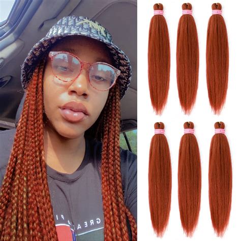 Buy Zeral Pre Stretched Braiding Hair Packs Inch Long Red Copper Braiding Hair Professional