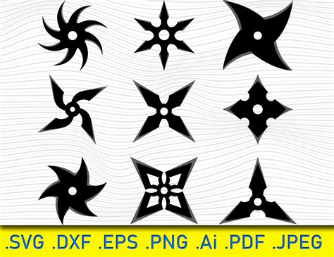 Shuriken Vinyl File Ninja Star Vector Eps Dxf Shuriken Clipart Cricut