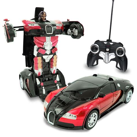 Kids Rc Toy Car Transforming Robot Remote Control One Button
