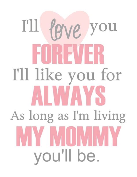 Ill Love You Forever Mothers Day T Free Printable Clean And