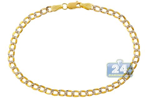 The twofold stranded chain flawlessly supplements the similarly greater boundlessness sign and makes the arm ornament a visual enjoyment. 10K Yellow Gold Cuban Diamond Cut Link Womens Bracelet 3mm 7"