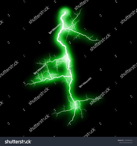 Isolated Realistic Green Electrical Lightning Strike Stock Illustration