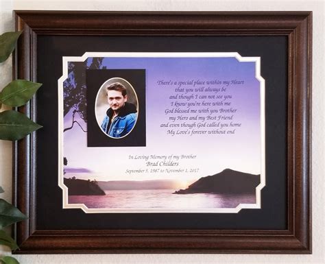 In Memory Of Brother Personalized Memorial Poem Picture Frame Etsy