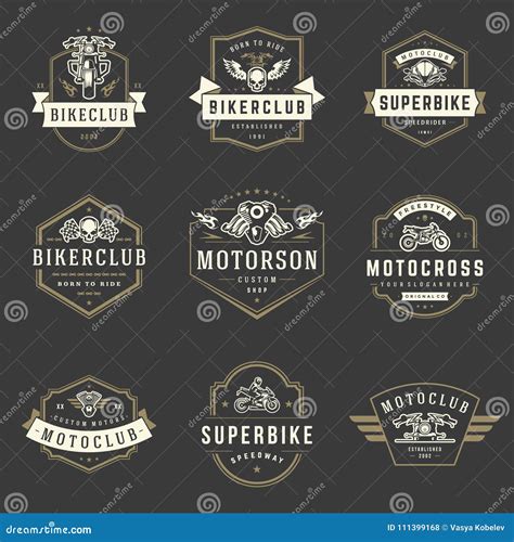 Motorcycles Logos Templates Vector Design Elements Set Stock Vector