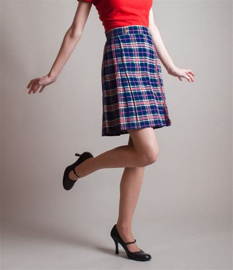 Vintage 1960s Plaid Skirt 60s Mini Skirt Millbrook Plaid