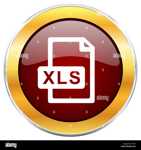 Xls File Red Web Icon With Golden Border Isolated On White Background