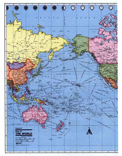 Detailed Political Map Of Pacific Ocean With Time Zones Time Zones Of The World World