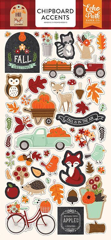 Echo Park My Favorite Fall Chipboard Sticker Accents Fall Planner