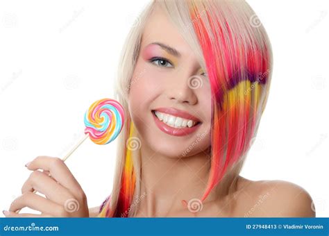 the girl with sugar candy isolated stock image image of isolated lollipop 27948413