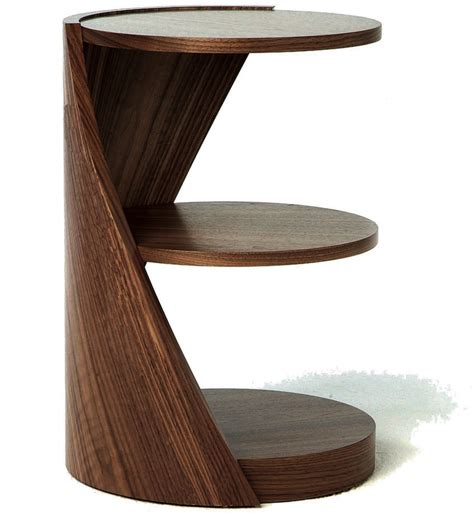 Inspiring Brown Modern Wood Small Table Design With Round Style And