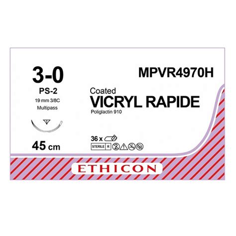 Ethicon Coated Vicryl Rapide Mpvr4970h 30 19mm 38 Circle Reverse Cut