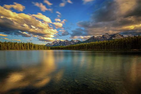 Sunset Over Herbert Lake In Banff National Park Alberta Canada