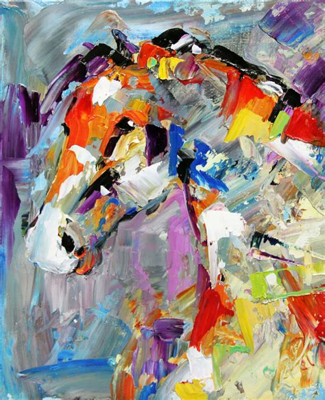 Abstract Horse Painting White Mare By Texas Equine Artist