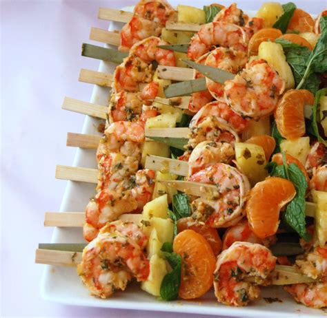 Serving of shrimp yields 80 calories, 1 g of fat and 18 g of protein. The Broken Oven: Fiery Shrimp Skewers