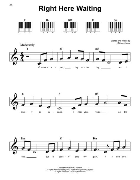 Right Here Waiting Sheet Music By Richard Marx Super Easy Piano