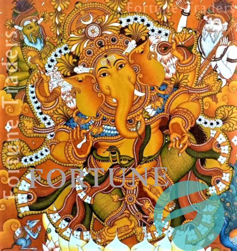 Lord Ganesh Dancing Kerala Mural Painting Artwork Canvas Rolled