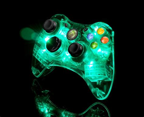 Pdp Afterglow Ax1 Wired Controller Xbox 360 Glows Green Led Light Up