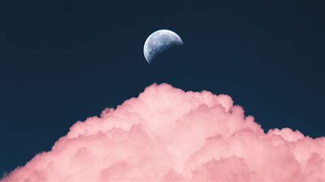 Download Wallpaper 1920x1080 Sky Moon Cloud Pink Full