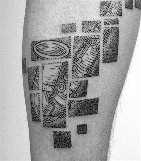 50 Saxophone Tattoo Designs For Men Jazz Inspired Ink Ideas Leg