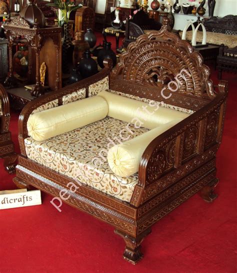 Design Carving Teak Wooden Maharaja Sofa Sets Pearl Handicrafts