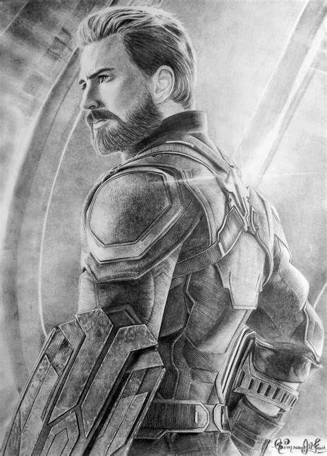 Chris Evans As Captain America Pencil Sketch Igsimranjitartrospective