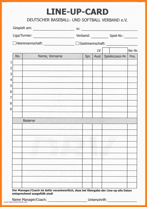 Excel Templates Baseball Lineup Card Template Excel