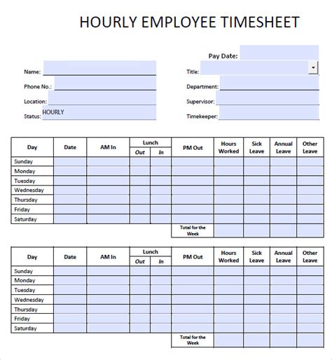 Simple Timesheet Template | Template Business