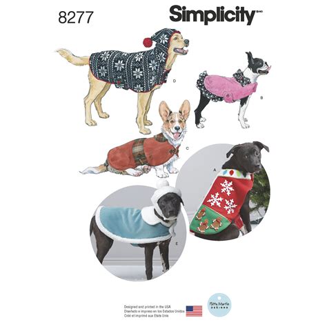 Simplicity Simplicity Pattern 8277 Fleece Dog Coats And Hats In Three Sizes