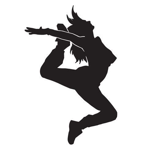 Vector Silhouette Of A Female Hip Hop Dancer On A White Background