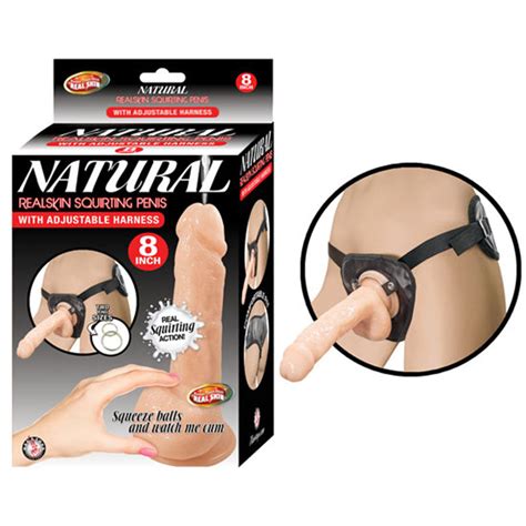 Natural Realskin Squirting Penis 8 Inches Beige Harness Shop