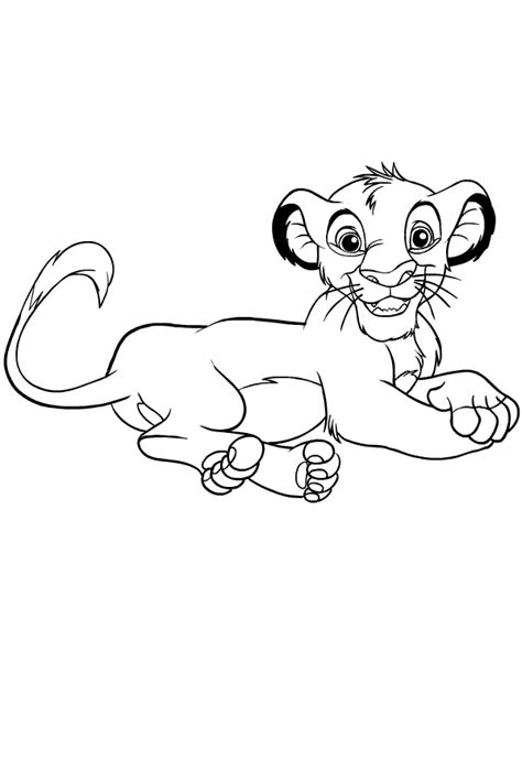 Gratis downloaden, printen en kleuren maar! De Leeuwenkoning Simba kleurplaat