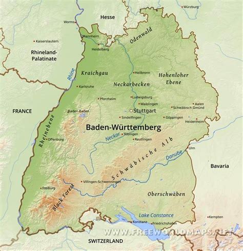 Where is the faberge museum in baden baden? Baden Württemberg Physical Map