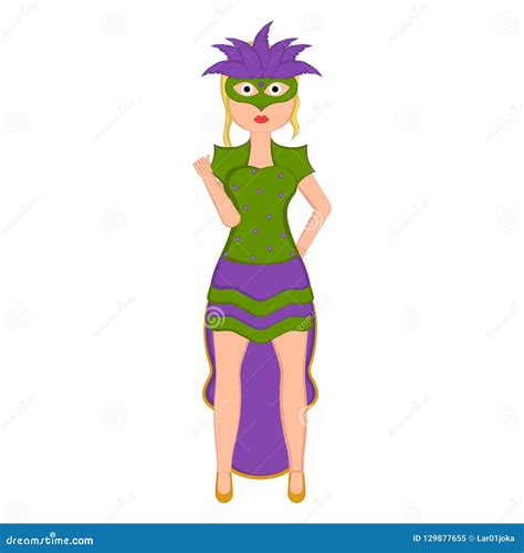 Girl With A Mardi Gras Costume Stock Vector Illustration Of Fashion Concept 129877655