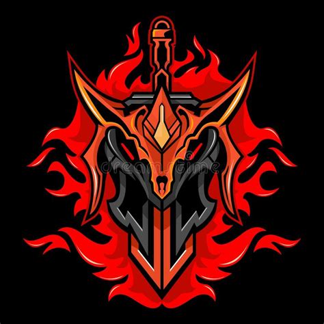 Vector Illustration Of Legendary Sword And Red Fire Or Flame Stock