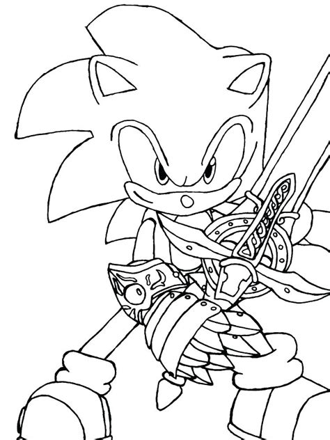 Shadow The Hedgehog With Sword Coloring Pages Free Printable Coloring