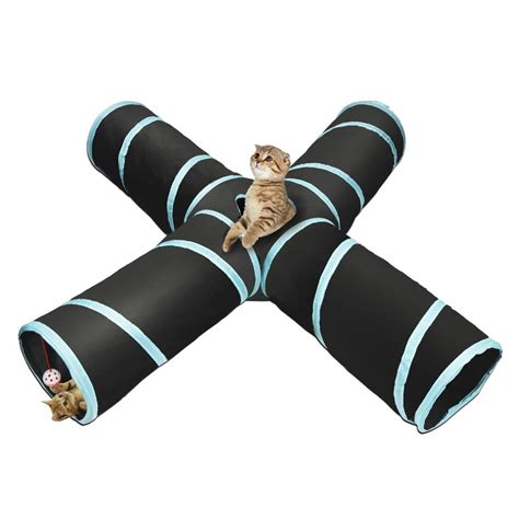 Buy Cat Tunnel Pet Toy Tunnel 4 Way Collapsible Cat Tube Crinkle Pop Up