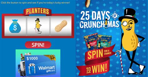 Walmart.com has been visited by 1m+ users in the past month Win a $1,000 Walmart Gift Card From Planters Instantly!! 25 Winners. Daily Entry, Ends 12/25/19 ...