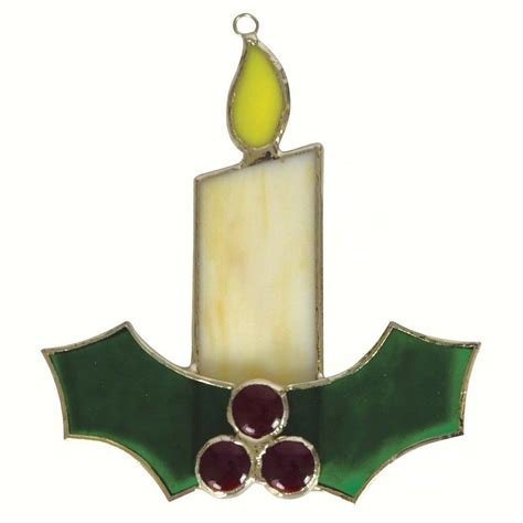 White Candle Stained Glass Suncatcher Glass Candle Candle Sconces Glass Art Essential Candles