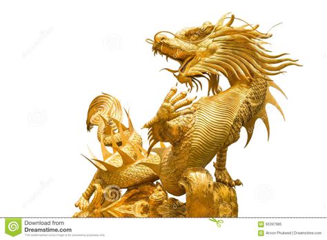 Golden Chinese Dragon Statue Stock Image Image Of Oriental Scales