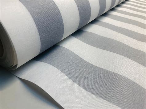 Silver Grey And White Striped Fabric Sofia Stripes Curtain Etsy Canada