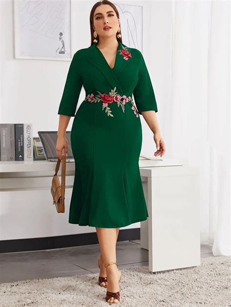 Plus Size Dress For Women Plus Size Embroidered Applique Etsy Dress Up Outfits Classy Outfits
